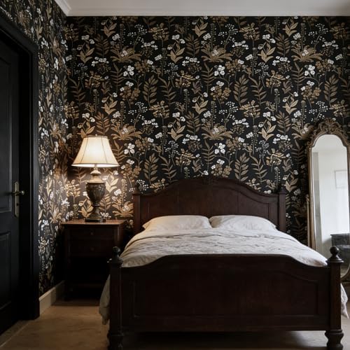 Abyssaly Black Floral Wallpaper Peel and Stick Dark Moody Contact Paper - Image 3