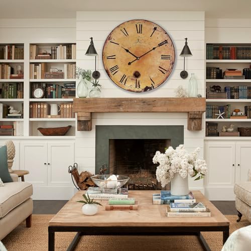 24 Inch Vintage Rustic Clock Silent Large Wall Clock - Image 6