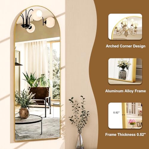 HARRITPURE 59"x16" Arched Full Length Mirror, Arch Floor Mirror - Image 3