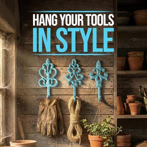 Comfify Blue Cast Iron Wall Hooks Set of 3 – Farmhouse Entryway Coat Hooks - Image 6