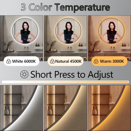 Niccy 24" Round LED Bathroom Backlit Mirror - Image 4
