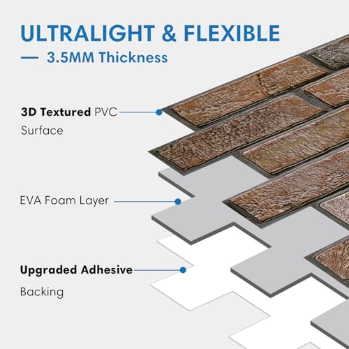 COMSTICKC 3D Brown Faux Brick Wall Panel Peel and Stick Wall Covering - Image 4