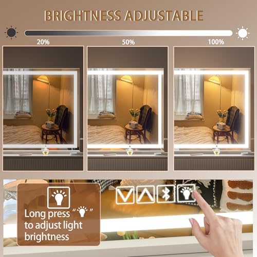 Hasipu Vanity Mirror with Lights and Bluetooth Speaker, Lighted Makeup Mirror - Image 5