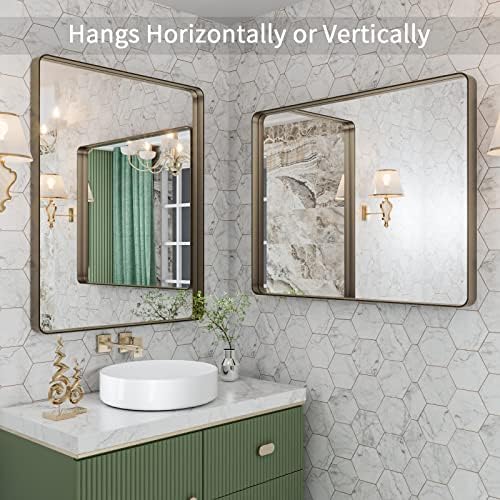 LOAAO 28"X36" Bronze Bathroom Mirrors - Image 4