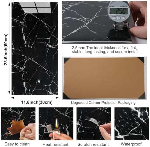 50Pcs Black Marble Wall Panels 23.6"X11.8" PVC Waterproof Tiles Peel and Stick - Image 4