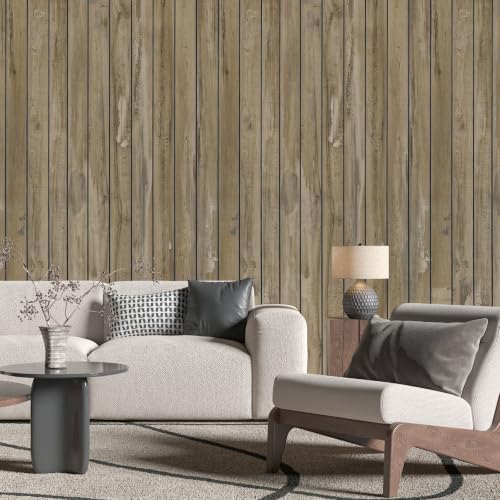 CHIHUT Weathered Brown Faux Wood Grain Peel and Stick Wall Panels 24"x197" - Image 2