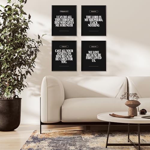 Locomiss Black Christian Modern Bible Verse Wall Art Decor Posters - Image 3