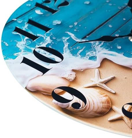 14 Inch Large Beach Wall Clock Battery Operated Waterproof Coastal Wall Art - Image 6