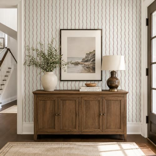 GloryTik Peel and Stick Wallpaper Retro Wavy Stripe Pattern, Self Adhesive Vinyl - Image 5