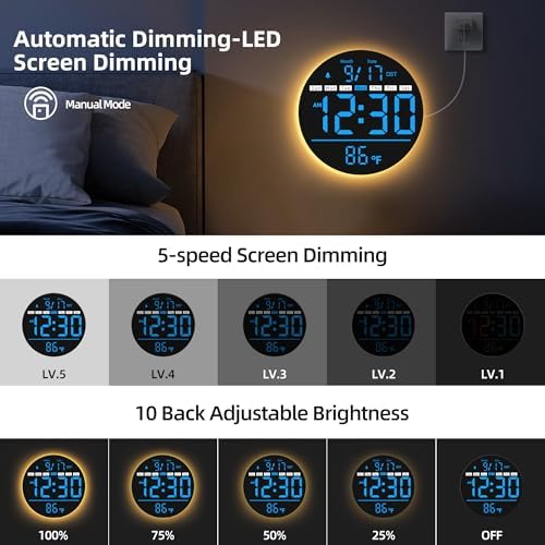 8'' Round Digital Wall Clock - Image 3