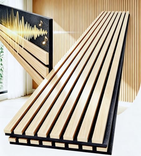 Acoustic Wood Slat Wall Panels 94.5x12.6in 2-Pack White Oak by Unknown