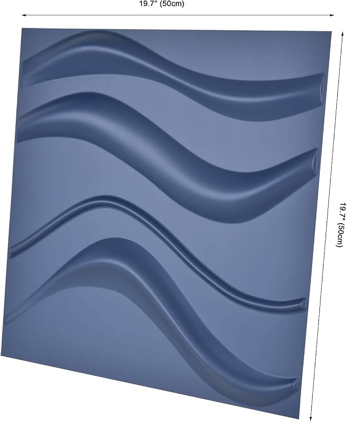 Art3d Navy Blue 3D Wall Panel PVC Slim Wave Covers 32 Sqft, - Image 5