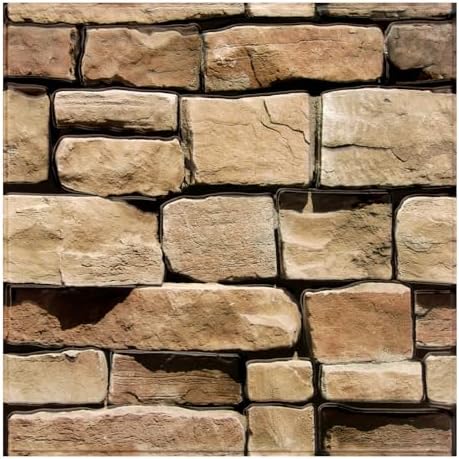 Commomy 3D Faux Stone Peel and Stick Wall Sticker 10 Pcs 11.8" x 11.8" by CommomyDecor