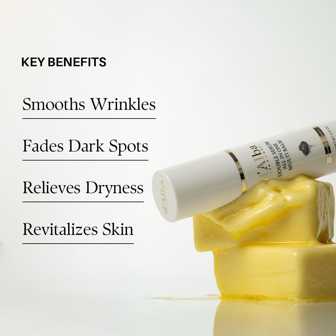 d'alba Piedmont Italian White Truffle Double Serum All-in-one Multi Balm, Vegan Skincare with Vitamin C and Vegan Collagen, 3-in-1 Anti Wrinkle, Eye Treatment, Dark Spot Remover