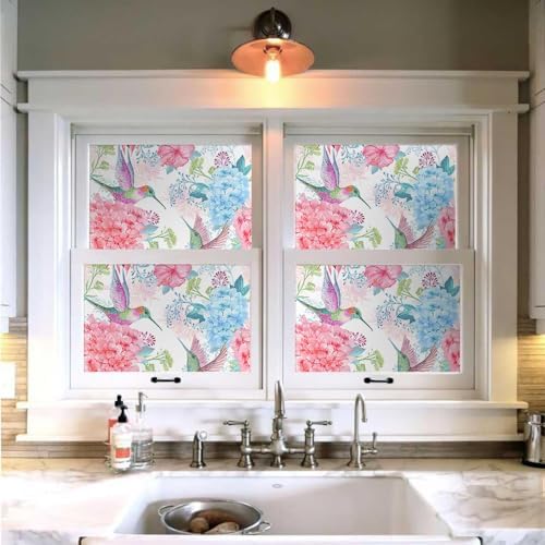 Vintage Pink Hydrangea Floral Hummingbird Birds Flower Peel and Stick Wallpaper - Image 4