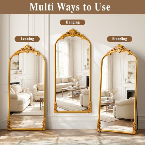 69"x28" Vintage Gold Arched Full Length Mirror - Image 6