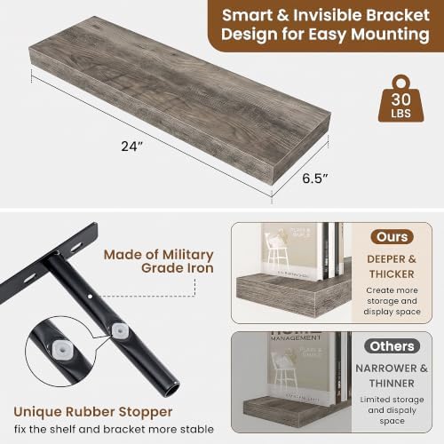 Floating Shelves for Wall, Wall Mounted Wood Shelves - Image 3