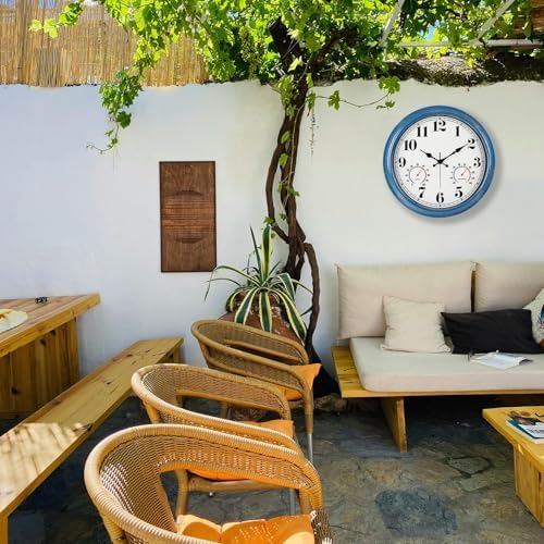 16 Inch Blue Outdoor Waterproof Wall Clock - Image 4
