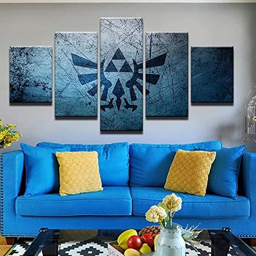 HAOSHUNDA Zelda Triforce Poster Home Decor Wall Art 5 Panel Canvas Print Wall - Image 2