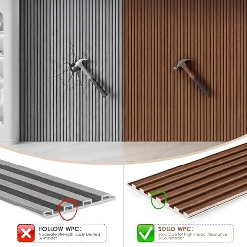 WPC Acoustic Slat Wall Panels 8-Pack 96'' x 6'' - Image 3