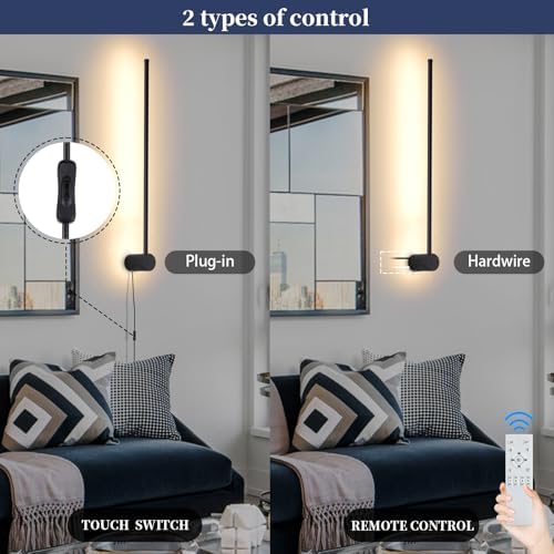 KELUOLY Dimmable Plug in Wall Sconce Set of 2, Adjustable Color Temperature - Image 5