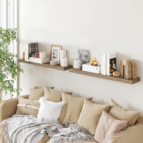BAMEOS Floating Shelves, 40 in W x 8in D Wall Mounted Wooden Shelves - Image 5