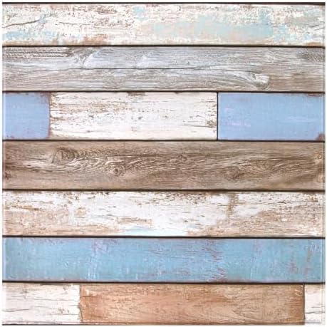 Commomy Faux Wood 3D Wall Sticker Peel and Stick Tiles 10 Pcs 11.8" x 11.8" by CommomyDecor