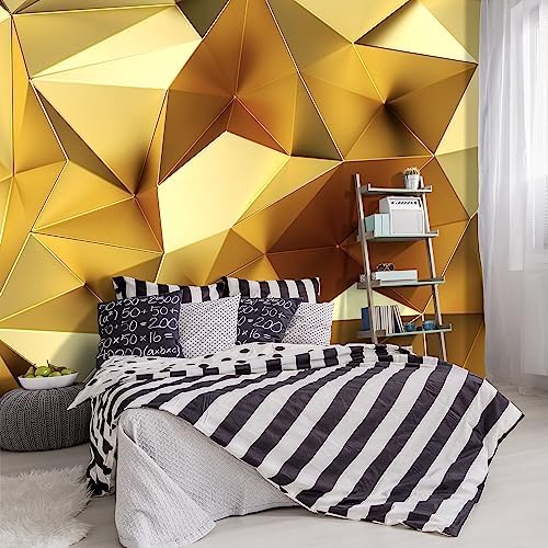 -3D Gold Geometry Fabric Wallpaper Living Room Bedroom Bathroom Modern Large by YIHWM-PurchaseNow