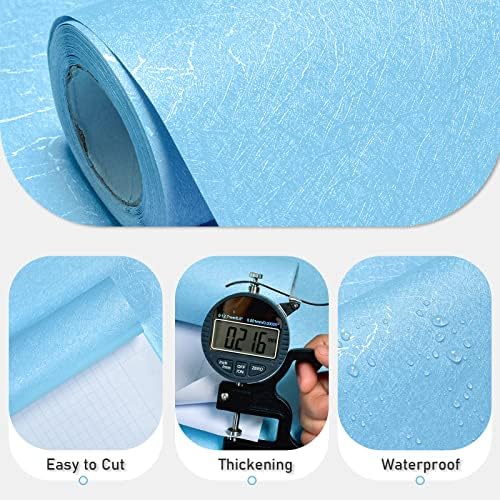 Cohoo Home Blue Wallpaper Peel and Stick Contact Paper Blue Silk 15.7 ×197” - Image 4