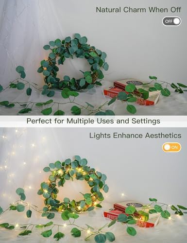 suddus 33FT Eucalyptus Garland String Lights Battery Operated Copper Wire - Image 6