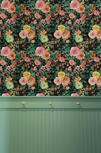 Simon&Siff Dark Floral Peel and Stick Wallpaper 17.3" x 120" - Image 2