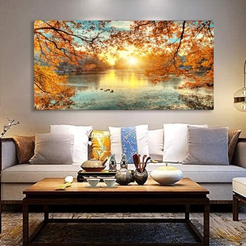 Yxbhhym-Landscape Tree Canvas Wall Art Fall Forest Sunset Wall Decor Poster - Image 2