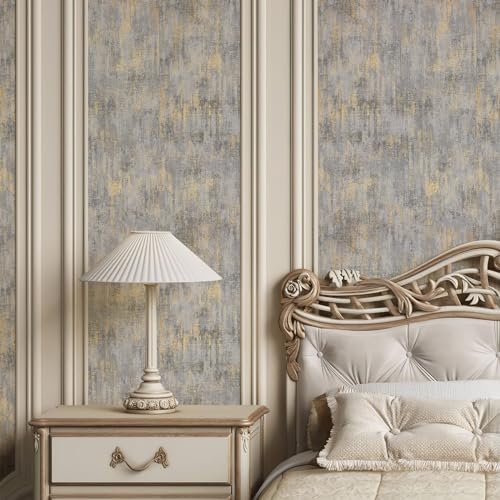 Traditional Wallpaper 17.3"x236" Textured Distressed Metallic Wallpaper - Image 4