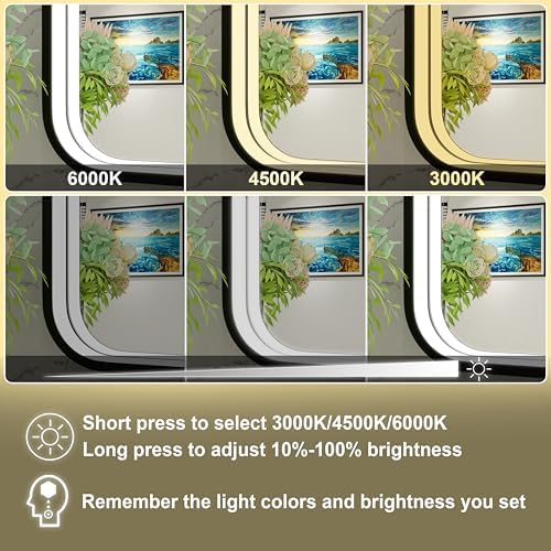 20"x28" Black LED Bathroom Mirror - Image 2