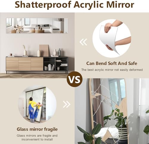 Shiftshade Mirror Wall Full Length, 12X12 Inch Unbreakable Mirror Tiles - Image 4