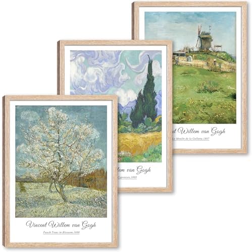 Framed Vincent Van Gogh Canvas Canvas Wall Art, Vintage Landscape Paintings - Image 2