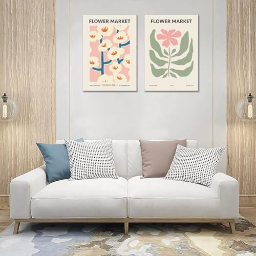 Pink Flower Market Wall Art Set of 3, Colorful Wildflowers Floral Botanical - Image 3