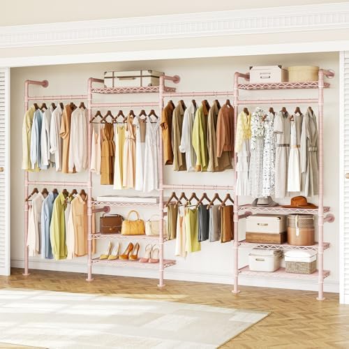 H4 Wall Mounted Closet System, Expandable Industrial Pipe Clothing Rack by ONBRILL