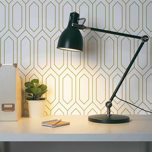 Safiyya Peel and Stick Wallpaper White and Gold Geometric Contact Paper - Image 2