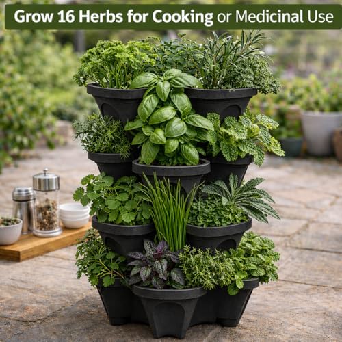 Vertical Garden Planter 4 Tier Stackable System 16 Plants, Space Saving Herb - Image 4