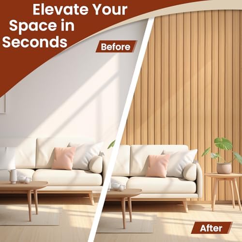 Thick Peel and Stick Slat Wall Panel Self-Adhesive 3D Wood Grain Yellow - Image 7