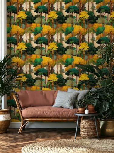 Modern Abstract Tree Peel and Stick Wallpaper, Oil Painting Forest Decor - Image 7