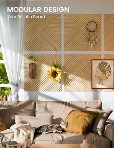 Fluxynara 6-Pack Felt Bulletin Board, Natural Oak Diamond Chevron-1 - Image 5