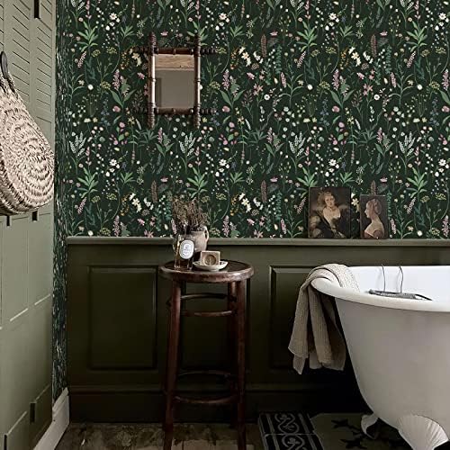 JiffDiff 17.3'' x 393.7" Floral Peel and Stick Wallpaper Vinyl Flower Wallpaper - Image 5