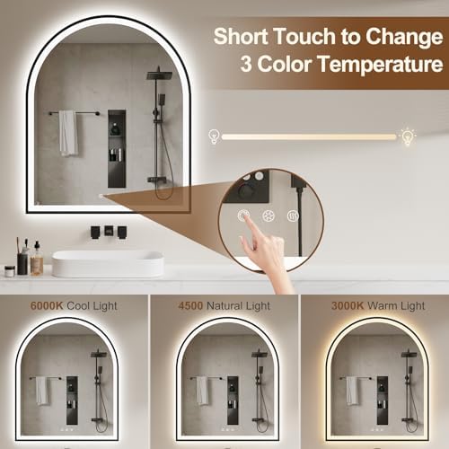 30"x36" Arched LED Lighted Bathroom Mirror - Image 5