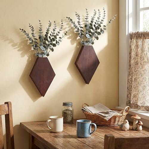 Chunful 2 Pcs Wooden Wall Planter Decor, 9.8 x 6.6 x 1.2 Inches by Chunful