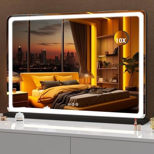 Hasipu Vanity Mirror with Lights, 31.5" x 22.4" LED Makeup Mirror, Lighted by Whatssuitableisthebest