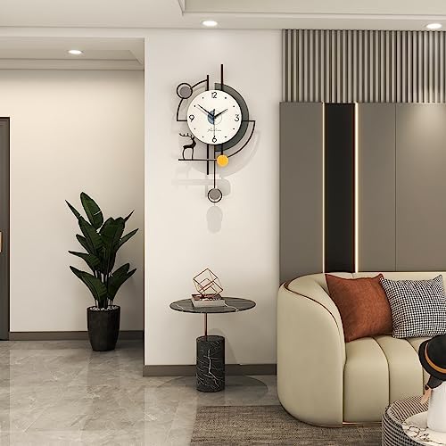 FLEBLE Large Wall Clocks for Living Room Decor Modern Pendulum Clock Silent - Image 3