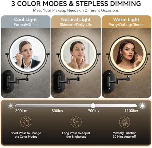 Auxmir 1X/30X Wall Mounted Makeup Mirror - Image 5