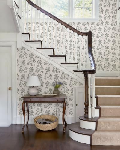 Dimoon Vintage Peel and Stick Wallpaper Beige Taupe Floral Contact Paper - Image 6